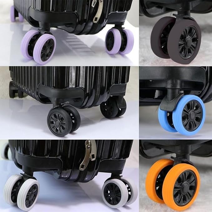 8 Pcs Luggage Wheels Protector Silicone Wheels Caster Shoes Travel