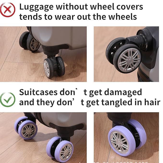 8 Pcs Luggage Wheels Protector Silicone Wheels Caster Shoes Travel