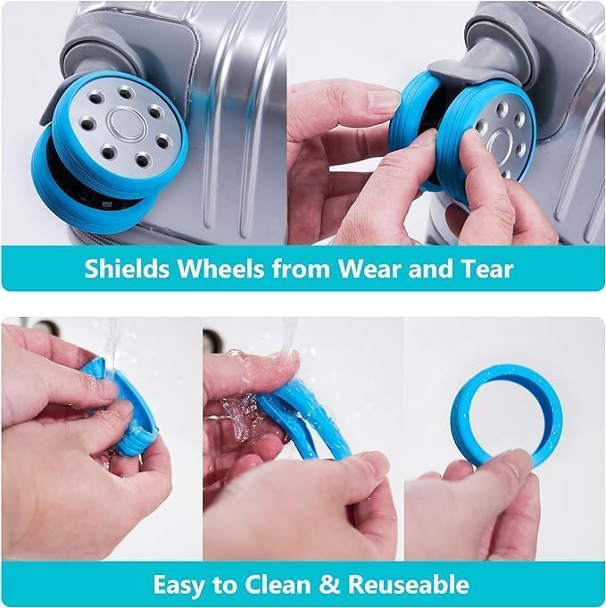 8 Pcs Luggage Wheels Protector Silicone Wheels Caster Shoes Travel