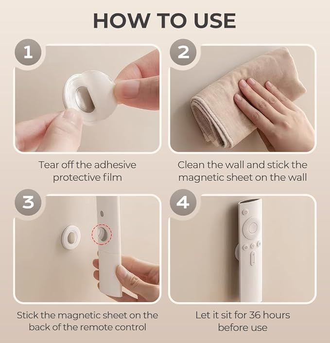 Magnetic Remote Control Holder Wall Mount Self-Adhesive, Strong Magnet Hole-Free Remote Holder