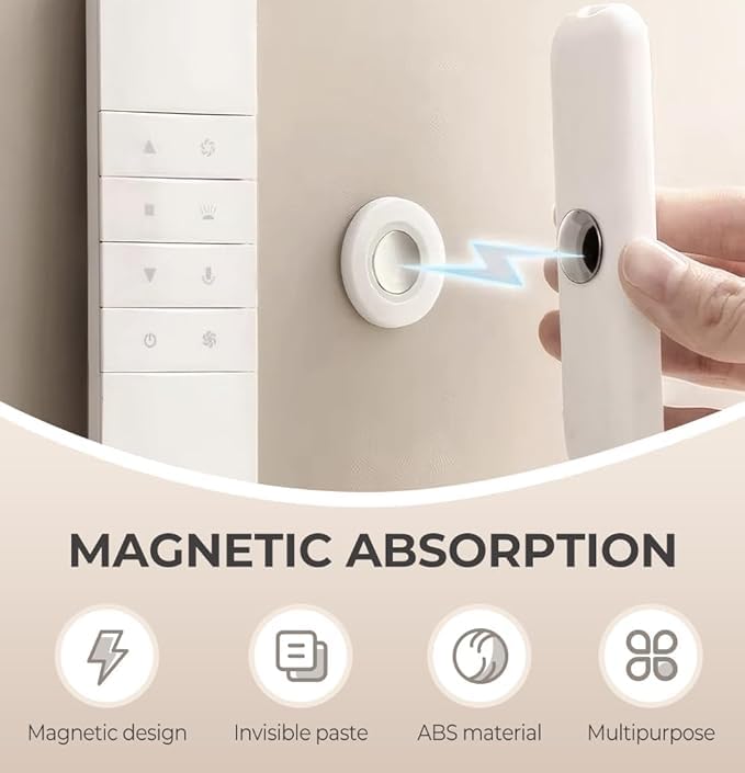Magnetic Remote Control Holder Wall Mount Self-Adhesive, Strong Magnet Hole-Free Remote Holder