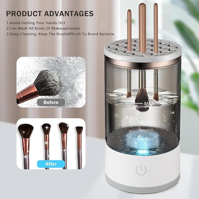 Electric Cosmetic Makeup Brush Cleaning Tool, Makeup Brush Cleaner and Dryer Machine, One-Button Operation